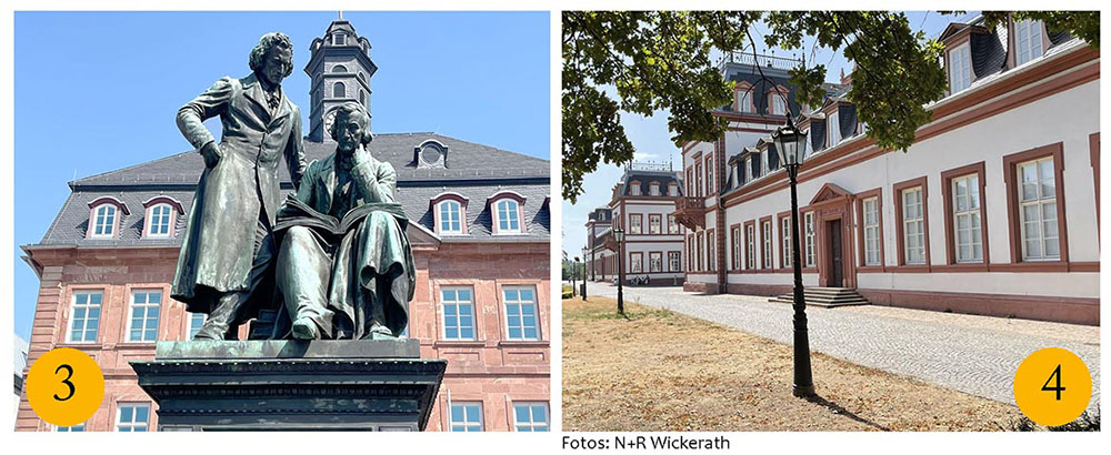 Brüder Grimm Denkmal in Hanau und Schloss Philippsruhe